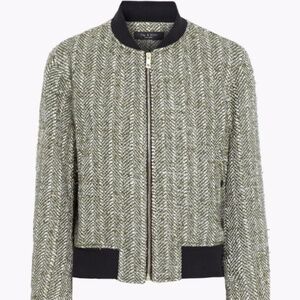 RAG & BONE Manston Metallic Herringbone Wool-blend Tweed Bomber Jacket